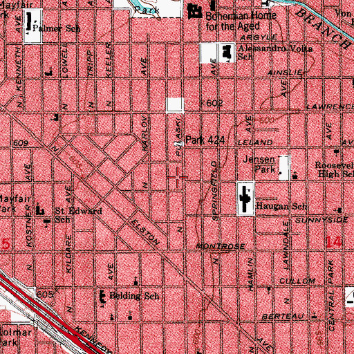 Topographic Map of Chicago Seoul Church, IL