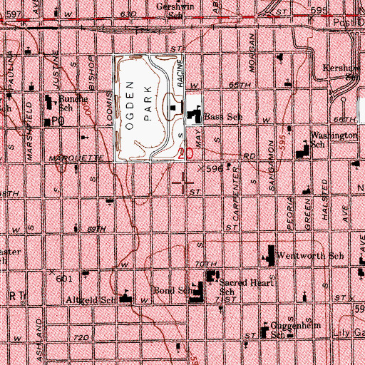 Topographic Map of Christ Chapel Missionary Baptist Church, IL