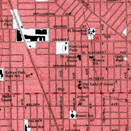 Topographic Map of Christian Congregation in the United States, IL