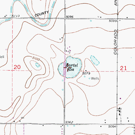Topographic Map of Bartel Reservoir, CO