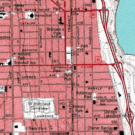 Topographic Map of Church of God Tabernacle, IL