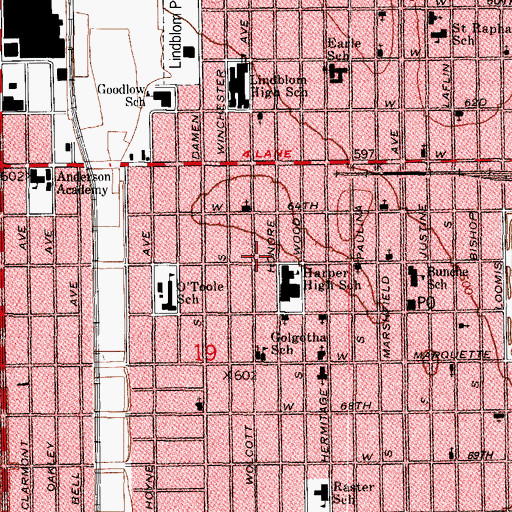 Topographic Map of Church of Jesus Christ, IL