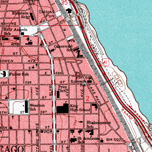 Topographic Map of Evening Star Missionary Baptist Church, IL