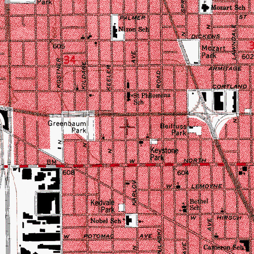 Topographic Map of First General Baptist Church, IL