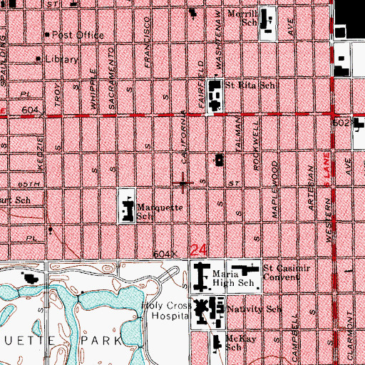 Topographic Map of First Southern Baptist Church, IL