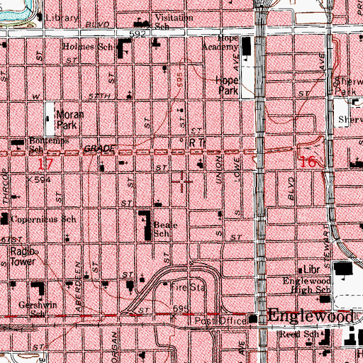 Topographic Map of Freewill Temple Missionary Baptist Church, IL