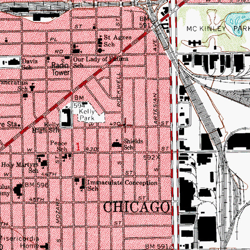 Topographic Map of Grace Community Church, IL