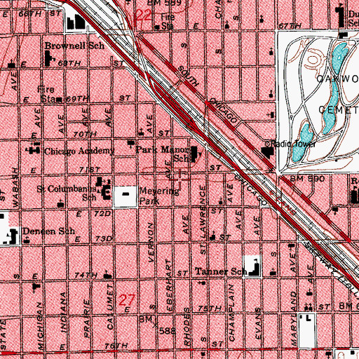 Topographic Map of Greater Bethel Missionary Baptist Church, IL