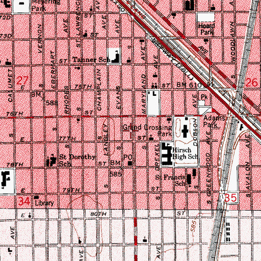 Topographic Map of Greater Omega Missionary Baptist Church, IL