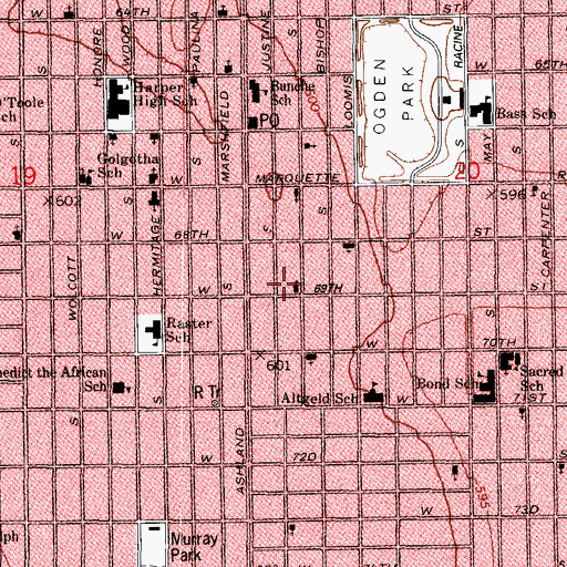 Topographic Map of Greater Rock of Ages Missionary Baptist Church, IL