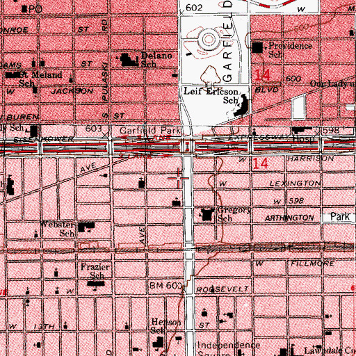 Topographic Map of Greater Rock Missionary Baptist Church, IL