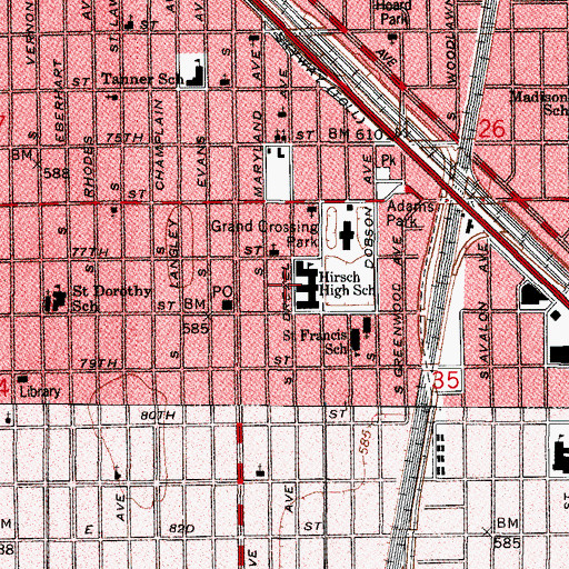Topographic Map of Helen Durhams Temple, IL