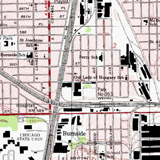 Topographic Map of Hosea Temple Missionary Baptist Church, IL