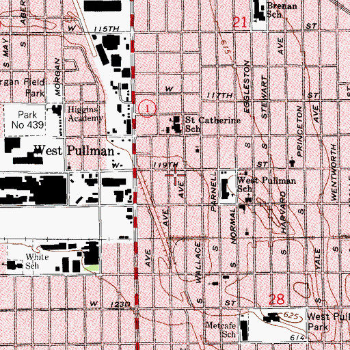 Topographic Map of House of Prayer Missionary Baptist Church, IL
