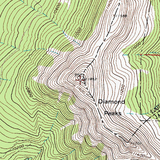 Topographic Map of Diamond Peaks, CO