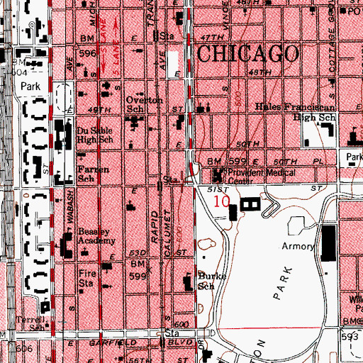 Topographic Map of Hyde Park Bible Church, IL