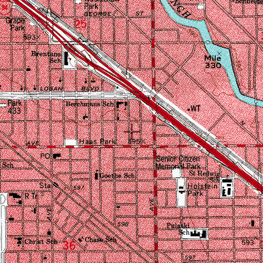 Topographic Map of Immanuel Baptist Church, IL