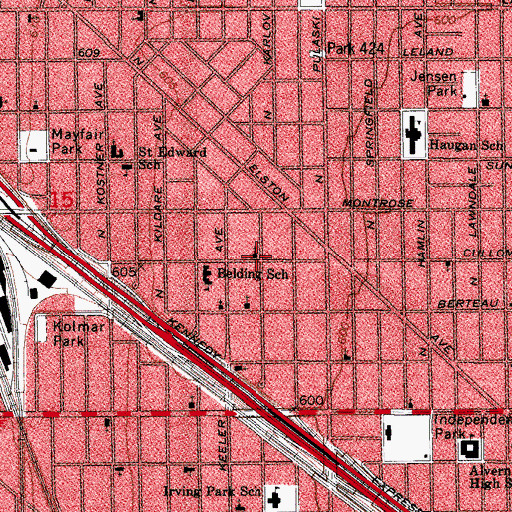 Topographic Map of Irving Park Christian Church, IL