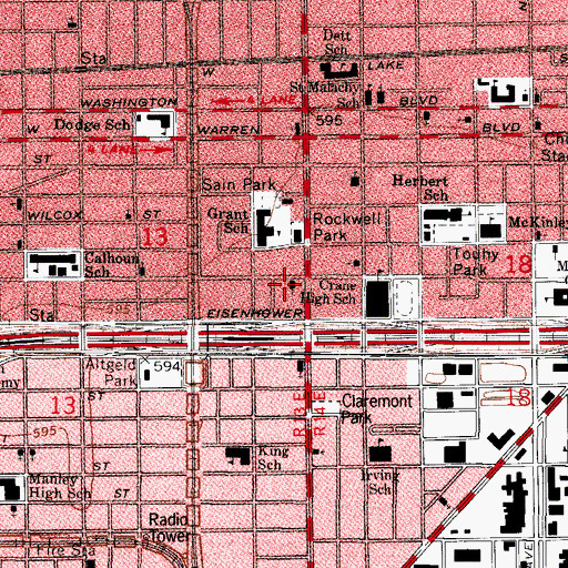 Topographic Map of Jackson Boulevard Christian Church, IL