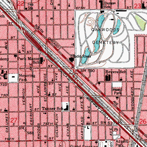 Topographic Map of Jackson Chapel Missionary Baptist Church, IL