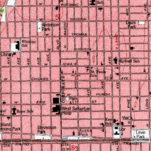 Topographic Map of Jordan River Missionary Baptist Church, IL