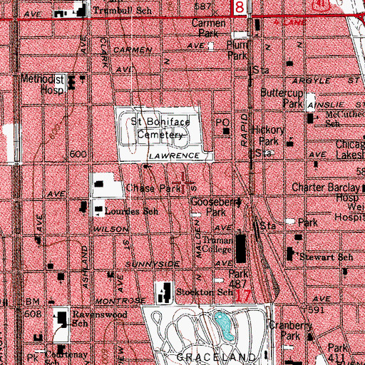 Topographic Map of Lakeview Church of Christ, IL