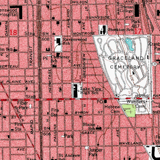 Topographic Map of Lake Shore Baptist Church, IL