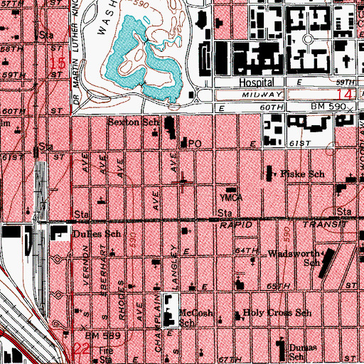 Topographic Map of Langley Avenue Church of God, IL