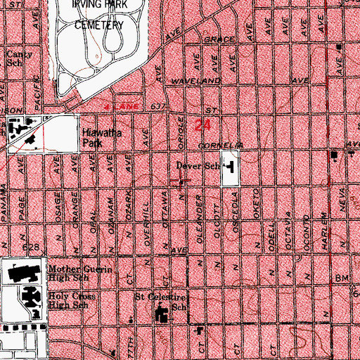 Topographic Map of Leyden Baptist Church, IL