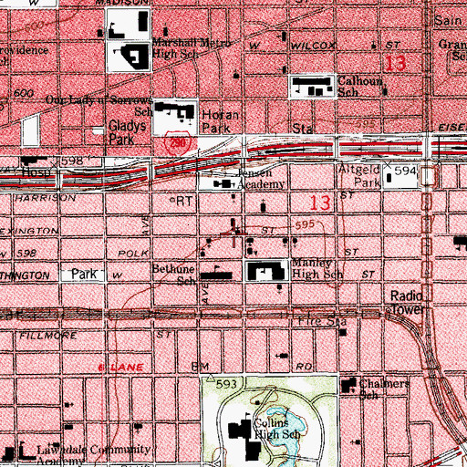 Topographic Map of Light House Gospel Missionary Baptist Church, IL