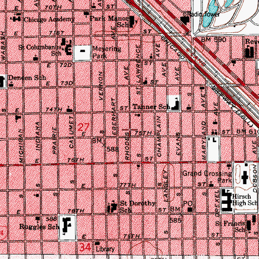 Topographic Map of Little Guildfield Primitive Baptist Church, IL