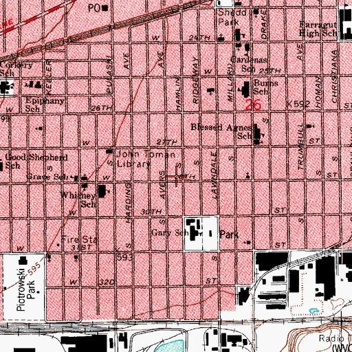 Topographic Map of Little Village Baptist Chapel, IL