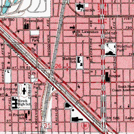 Topographic Map of Love and Faith Missionary Baptist Church, IL