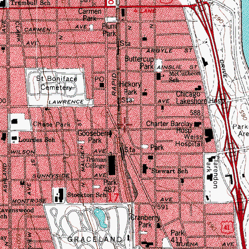 Topographic Map of Manna Food Co-op Chinese Christian Church, IL