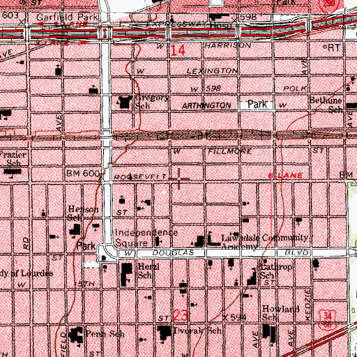 Topographic Map of Moving Up Missionary Baptist Church, IL