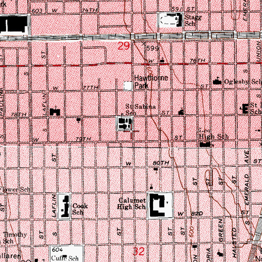 Topographic Map of New Birth Strong Hope Missionary Baptist Church, IL