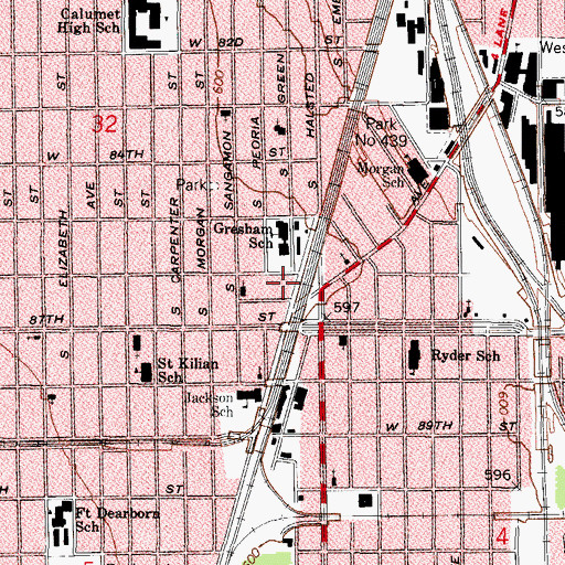 Topographic Map of New Berea Missionary Baptist Church, IL