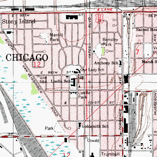Topographic Map of New Mount Olive Missionary Baptist Church, IL