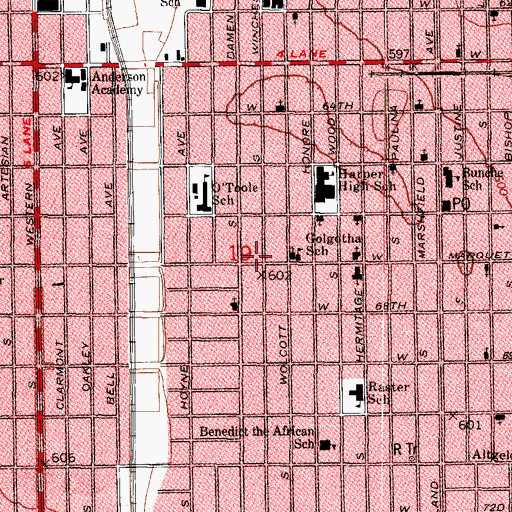 Topographic Map of New Salem Missionary Baptist Church, IL