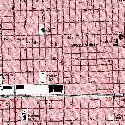Topographic Map of New Third Heaven Missionary Baptist Church, IL