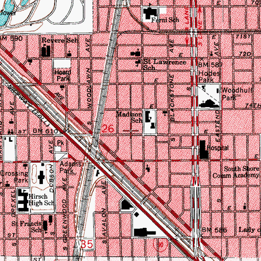 Topographic Map of New Way Missionary Baptist Church, IL