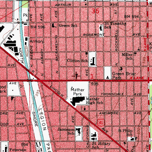 Topographic Map of Northwest Baptist Church, IL