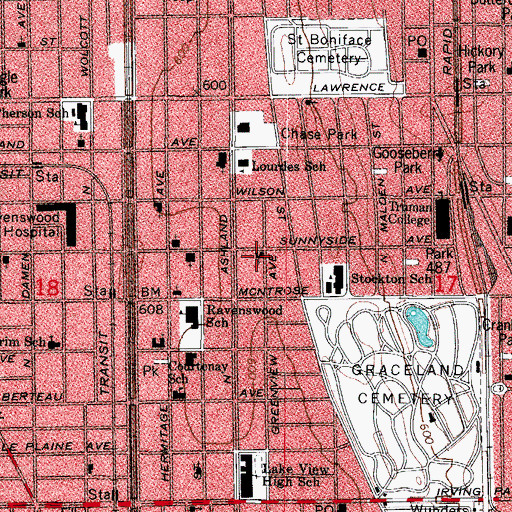 Topographic Map of North Side Christian Church, IL