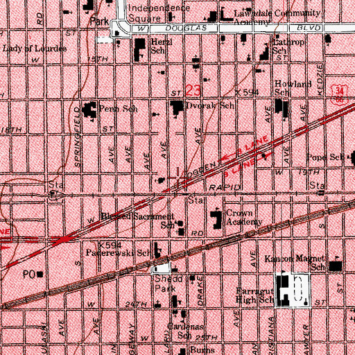 Topographic Map of Ogden Avenue Church of Christ, IL