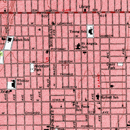 Topographic Map of The Old Rugged Cross Missionary Baptist Church, IL