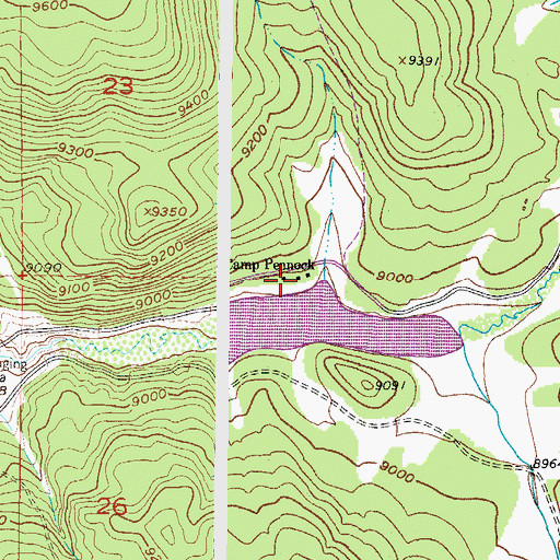 Topographic Map of Camp Pennock, CO