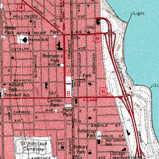 Topographic Map of Omega Church of God in Christ, IL