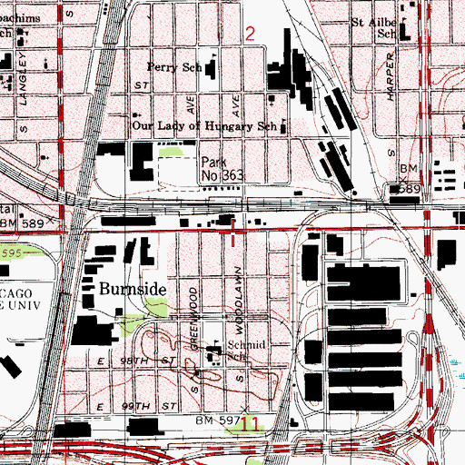 Topographic Map of Outreach Missionary Baptist Church, IL