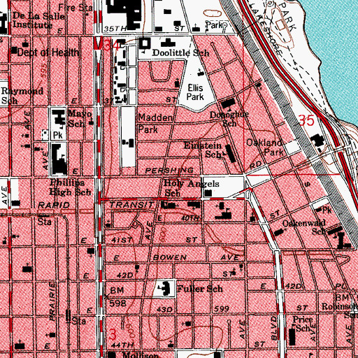 Topographic Map of Paradise Strangers Home Missionary Baptist Church, IL