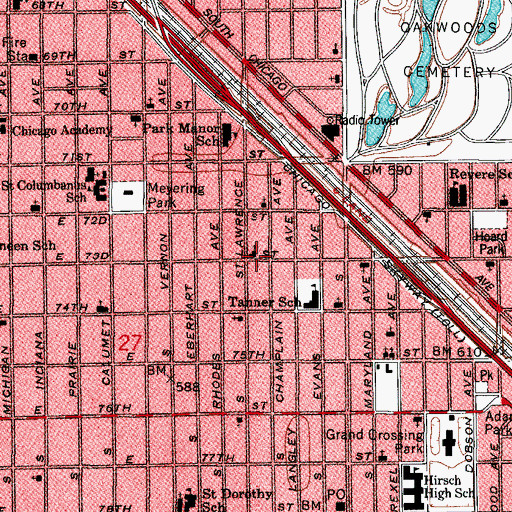 Topographic Map of Park Manor Christian Church, IL